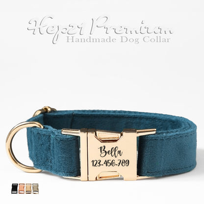 Dog Collar Named Emerald Green Velvet Collar 172182