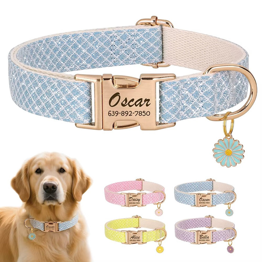 Köpek Tasması  İsme Özel Simli Çiçekli Tasarım 67593