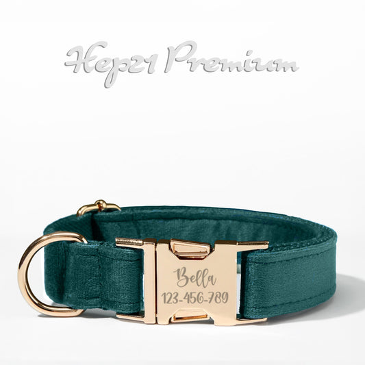 Köpek Boyun Tasması İsimli Emerald Yeşil Kadife 172182