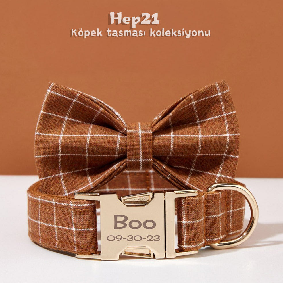 Köpek Boyun Tasması İsimli Kahve Grid 276676