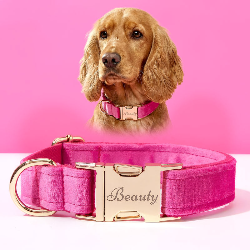 Köpek Boyun Tasması İsimli Koyu Pembe Kadife 111871