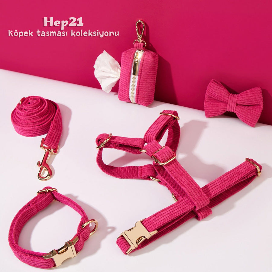 Köpek Boyun Tasması İsimli Hot Pembe Kadife 141143