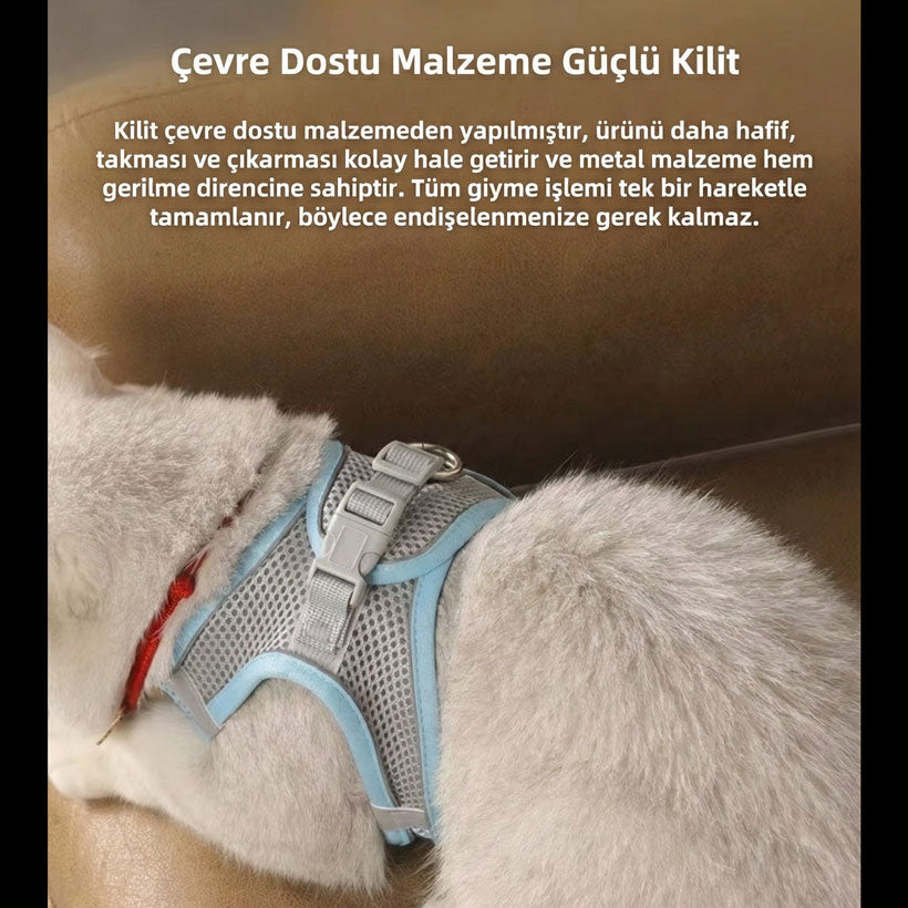 Reflektörlü ve Nefes Alan Kedi Göğüs Tasması 98373