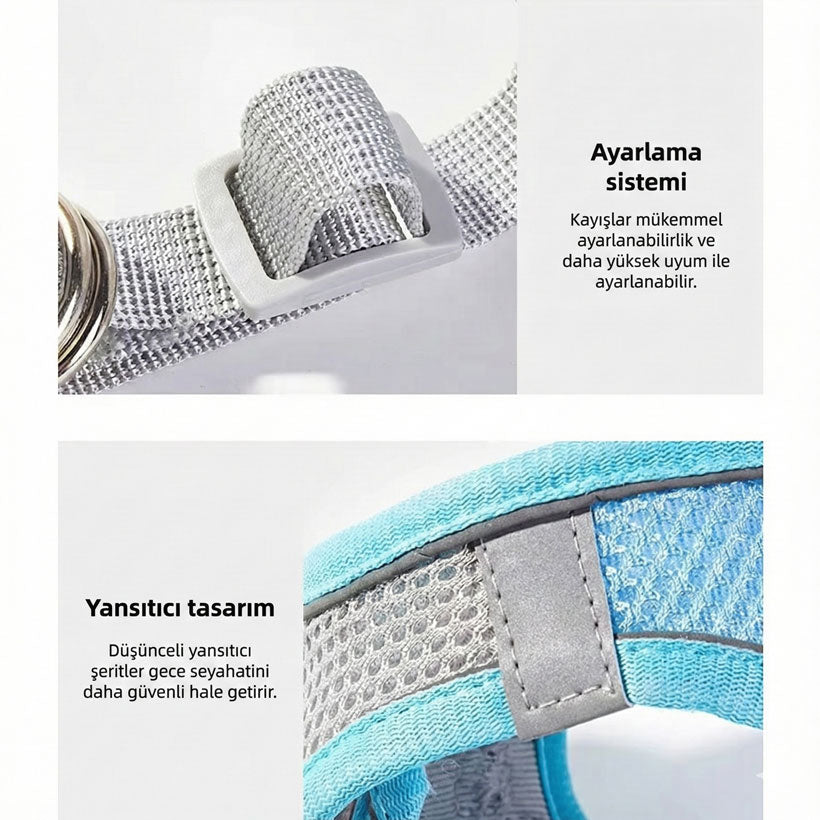 Reflektörlü ve Nefes Alan Kedi Göğüs Tasması 98373