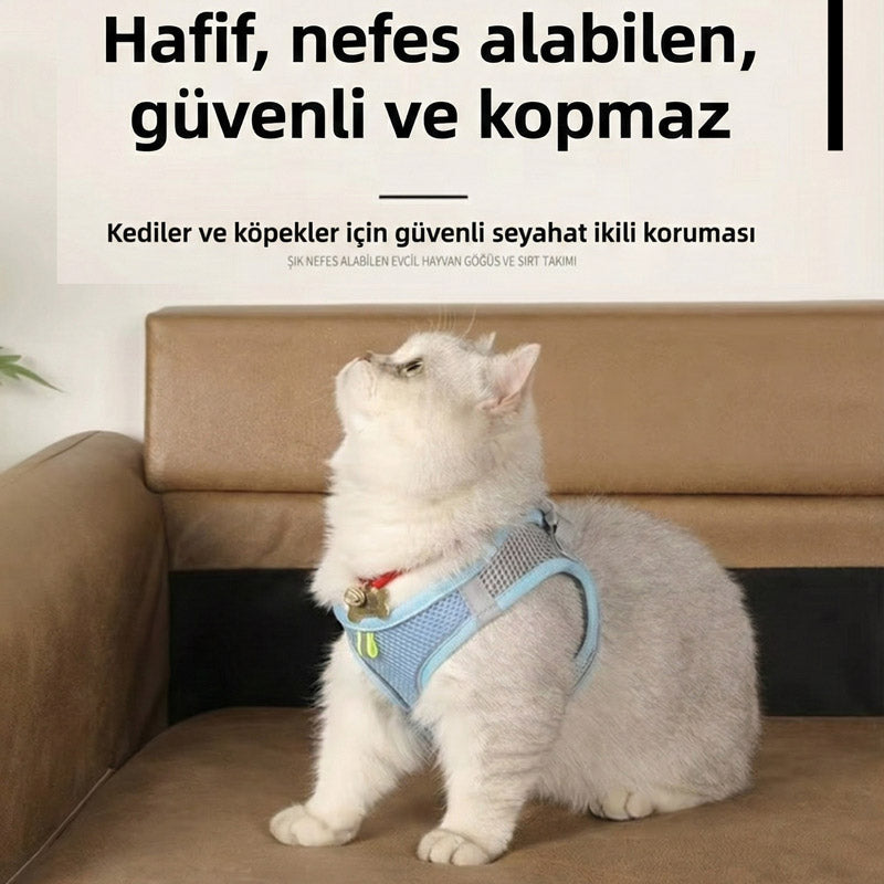 Reflektörlü ve Nefes Alan Kedi Göğüs Tasması 98373