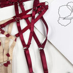 Kalp Nakışlı Açık Sütyen Takımı Balenli ve Push-Up Etkili Fantazi Set 93450