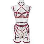 Kalp Nakışlı Açık Sütyen Takımı Balenli ve Push-Up Etkili Fantazi Set 93450