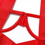 Bandaj Detaylı Halter Yaka Bodysuit Yüksek Kesim Siyah Fantazi Vücut Çorabı 35565