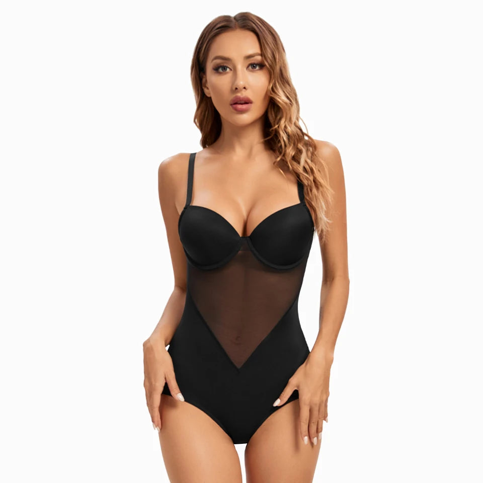 Transparan Detaylı Balenli Push-Up Toparlayıcı Bodysuit Korse 34284 ÜCRETSİZ KARGO