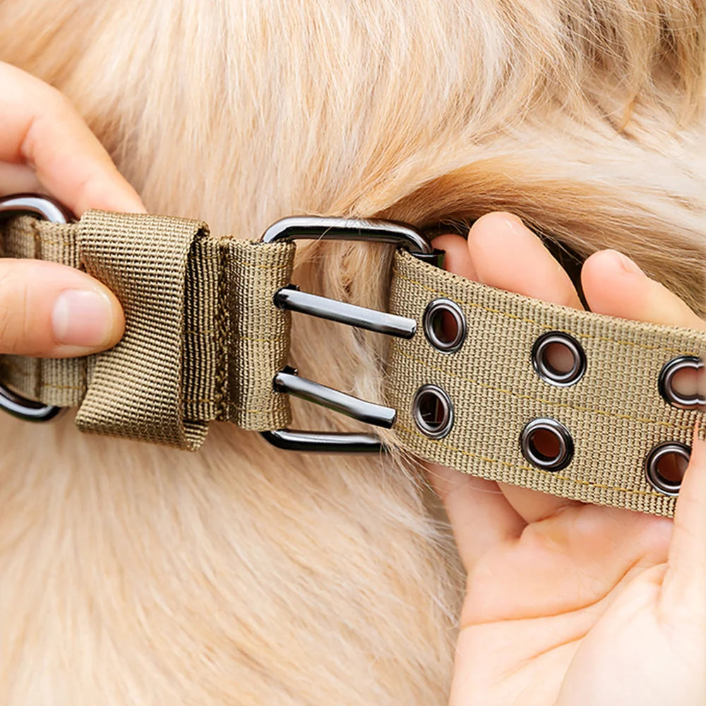 Taktik Köpek Tasması Askeri Stil, Çift Pim Metal Tokalı ve Yumuşak Dolgulu 56930