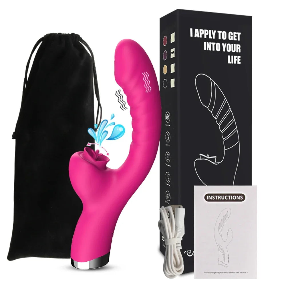 Yalayan Dil Tasarımlı Çift Motorlu G-Spot ve Klitoris Vibratörü 79785