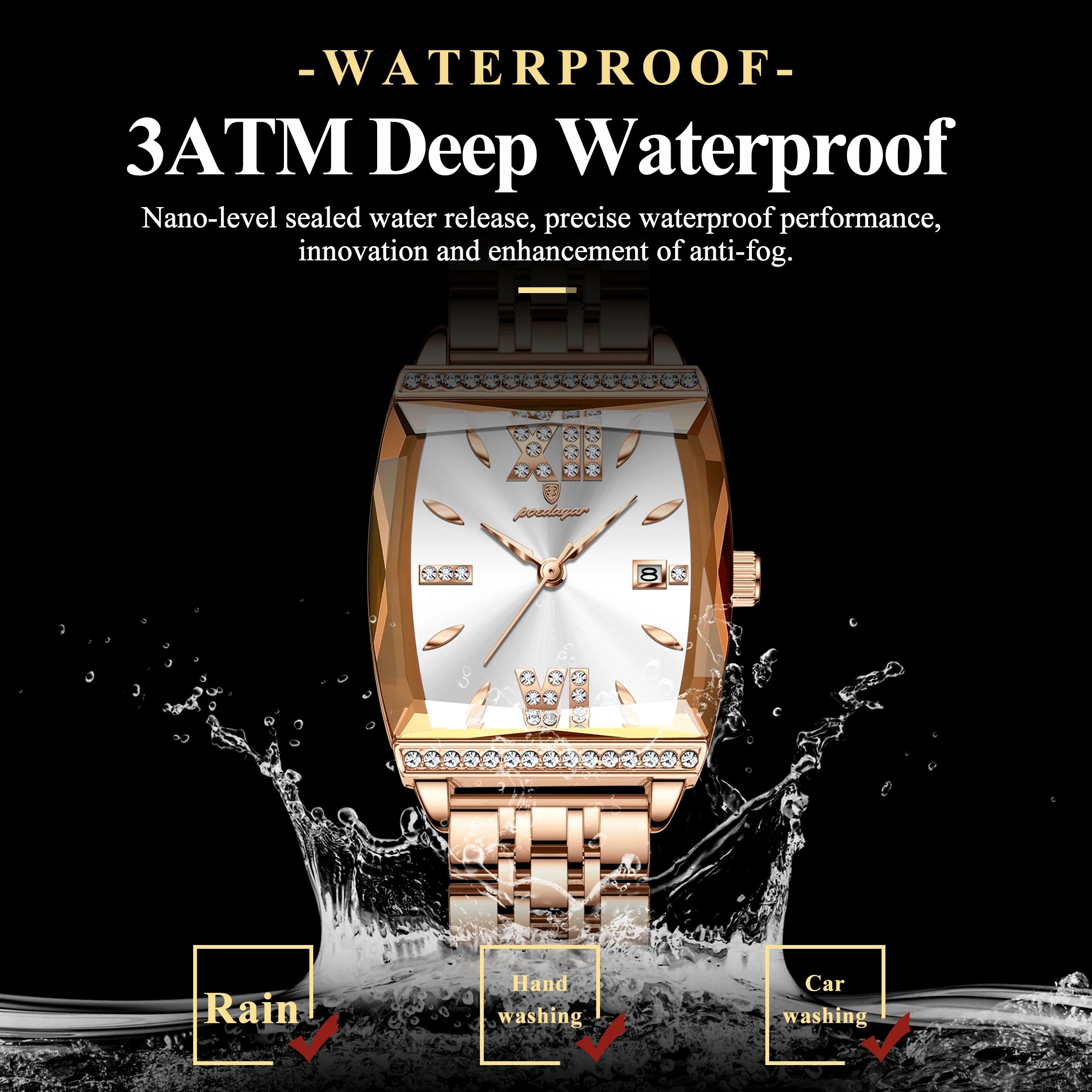 Kadın Saati Kristal Işıltılı Dikdörtgen 16954