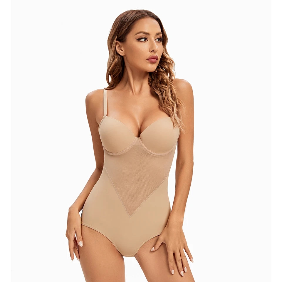 Transparan Detaylı Balenli Push-Up Toparlayıcı Bodysuit Korse 34284 ÜCRETSİZ KARGO