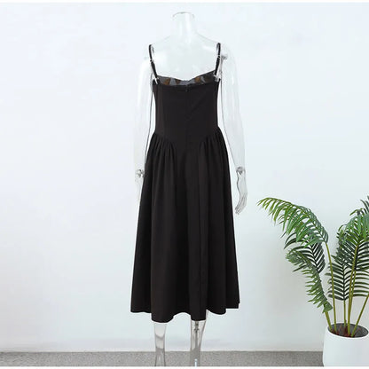 Women's Dress Strappy Summer Midi Dress 9586 