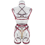 Kalp Nakışlı Açık Sütyen Takımı Balenli ve Push-Up Etkili Fantazi Set 93450