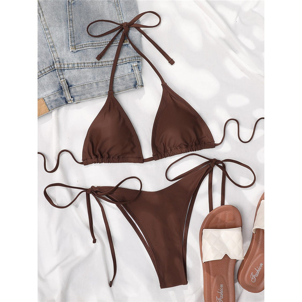 Kadın Bikini Brazilian Halter Bikini 80426125
