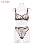 Leopar Desenli Şeffaf Tül Sütyen ve Tanga Takımı 14336