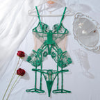 İşlemeli Şeffaf Dantel Büstiyer Seti Fantazi Takım 62584