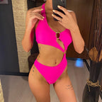 Kadın Bikini Mayokini Seksi Halter Asimetrik Tek Omuzlu Tek Parça Mayo 89430