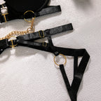 Zincir Askılı Lüks Jartiyer Seti 5 Parça Balenli ve Aksesuarlı Fantazi Takım 37082