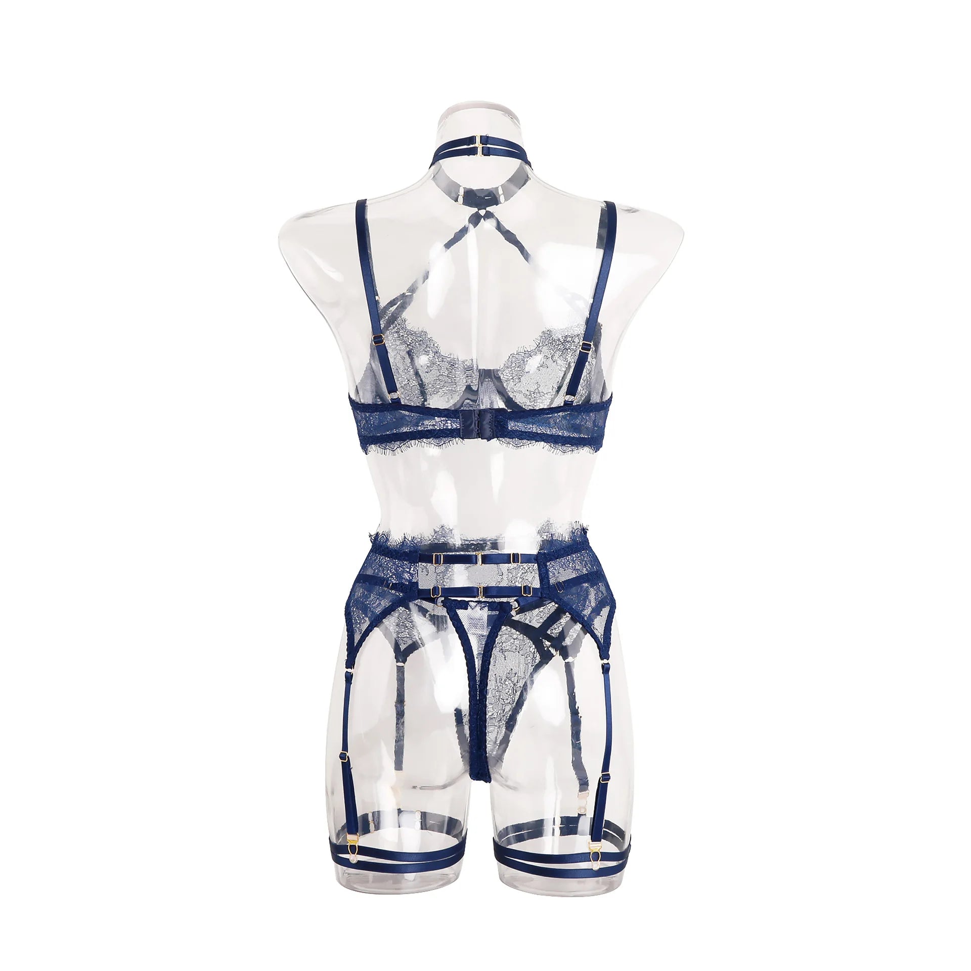 5 Parça Tasmalı Jartiyer Seti Harness Detaylı, Dantelli Fantazi İç Giyim Takımı 85218