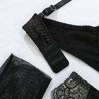 Uzun Eldivenli Dantel Jartiyer Takımı  Göğüs Bantlı Fantazi İç Giyim Seti 57080