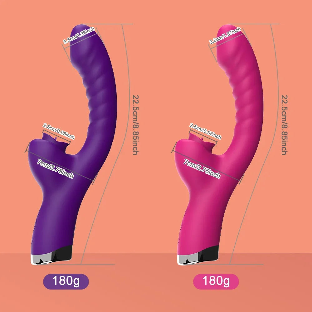 Yalayan Dil Tasarımlı Çift Motorlu G-Spot ve Klitoris Vibratörü 79785