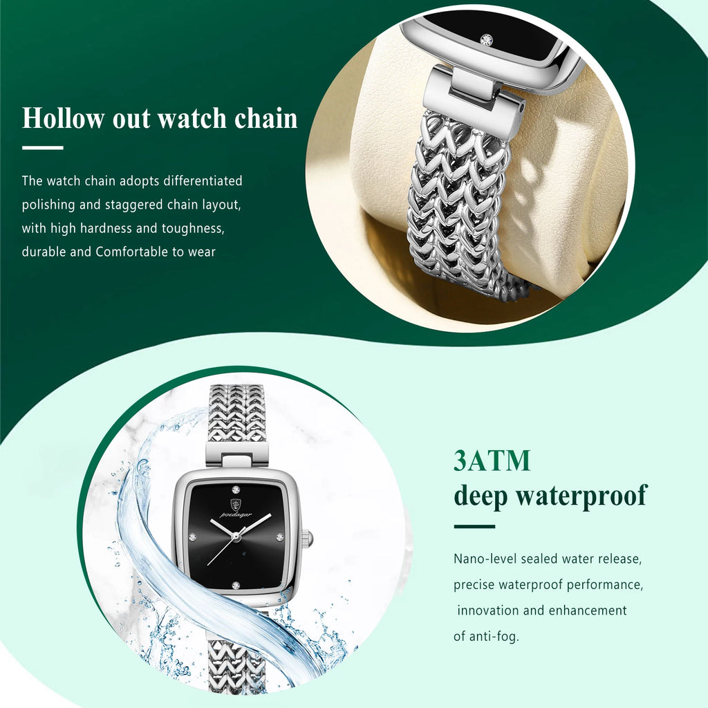 Kadın Saati Örgü Kordonlu Kare Kadran 65745