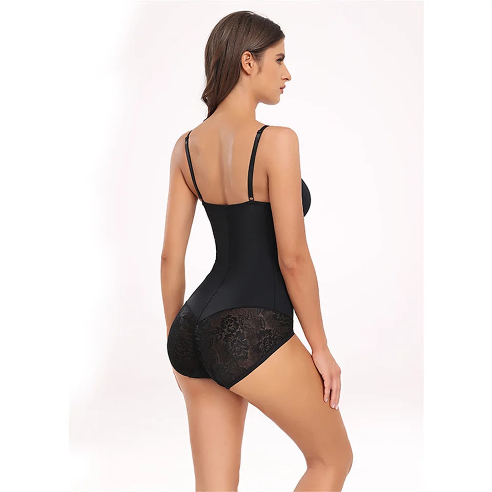 Dantel Detaylı Balenli Push-Up Toparlayıcı Bodysuit Korse 40193