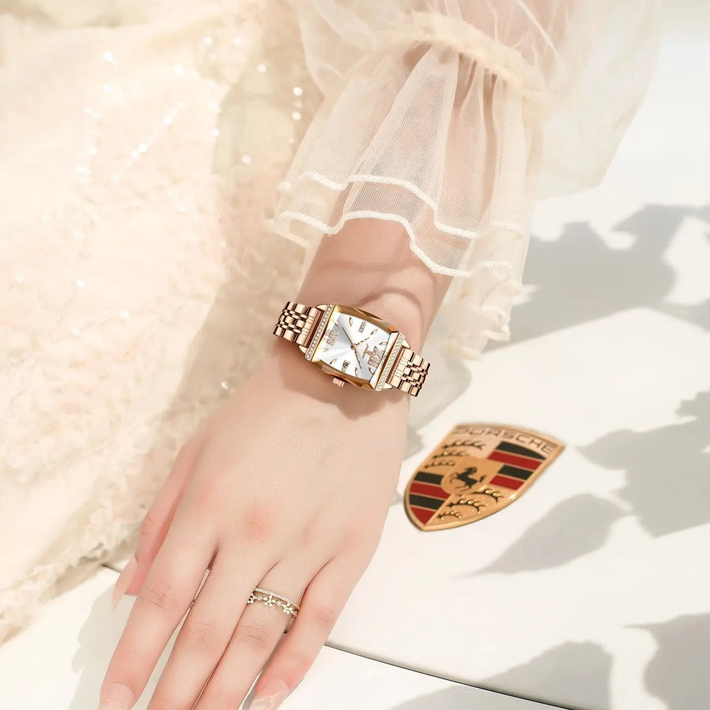 Kadın Saati Kristal Işıltılı Dikdörtgen 16954