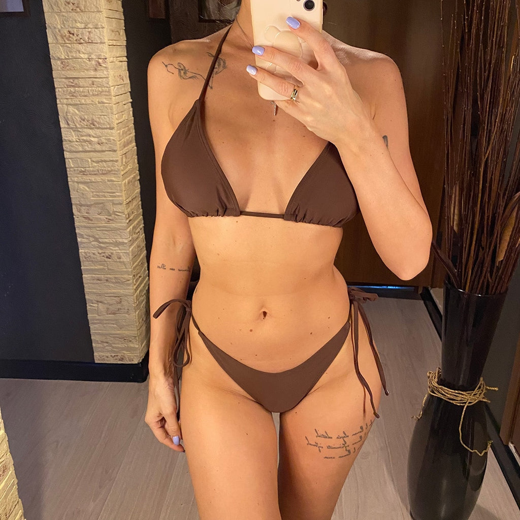 Kadın Bikini Brazilian Halter Bikini 