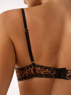 Leopar Desenli Şeffaf Tül Sütyen ve Tanga Takımı 14336