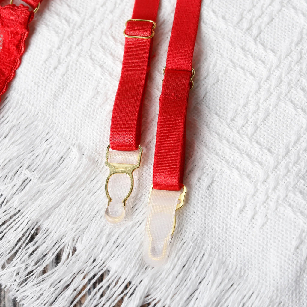 5 Parça Tasmalı Jartiyer Seti Harness Detaylı, Dantelli Fantazi İç Giyim Takımı 85218