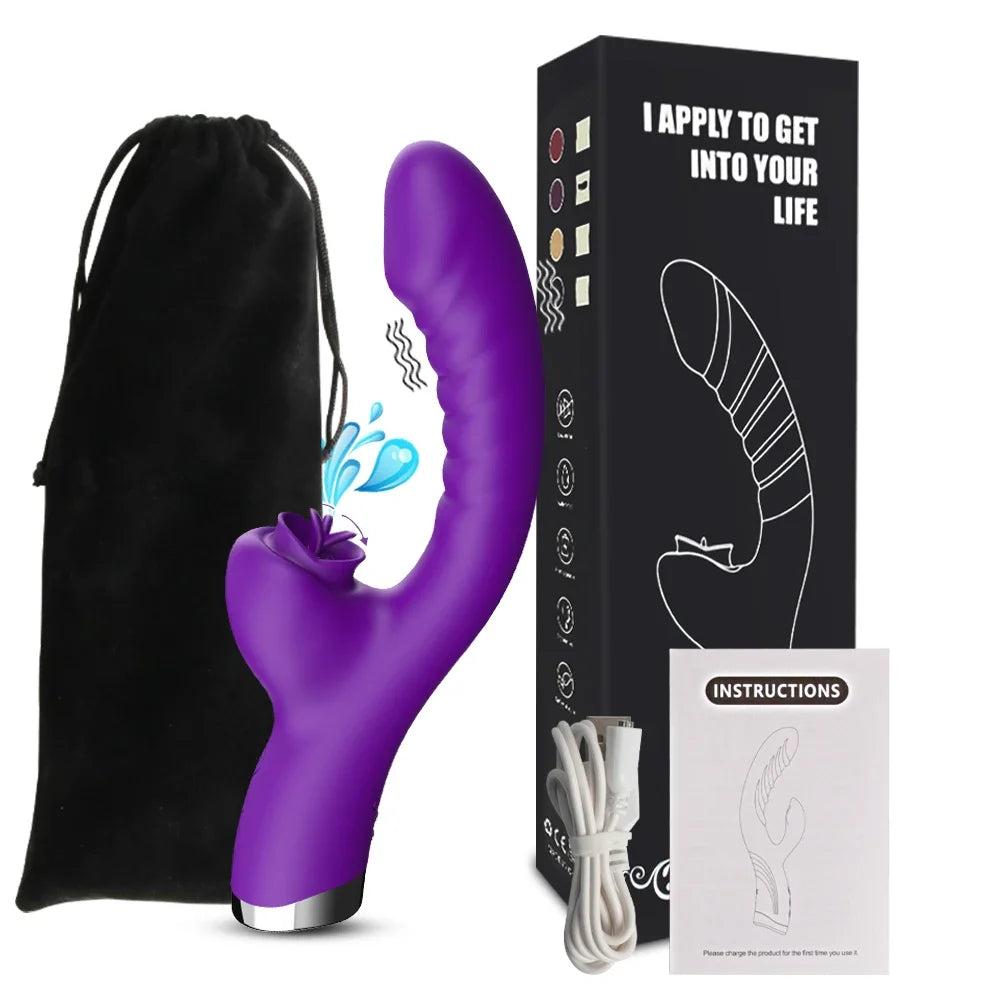 Yalayan Dil Tasarımlı Çift Motorlu G-Spot ve Klitoris Vibratörü 79785