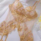 İşlemeli Şeffaf Dantel Büstiyer Seti Fantazi Takım 62584