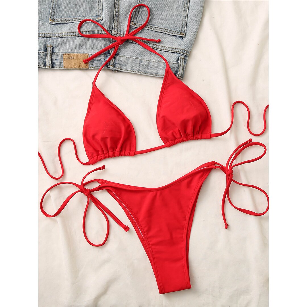 Kadın Bikini Brazilian Halter Bikini 80426125