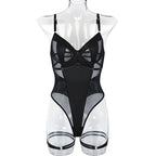 Transparan Dantel Bodysuit Sırt Dekolteli Seksi Vücut Çorabı Siyah Fantazi İç Giyim 63165