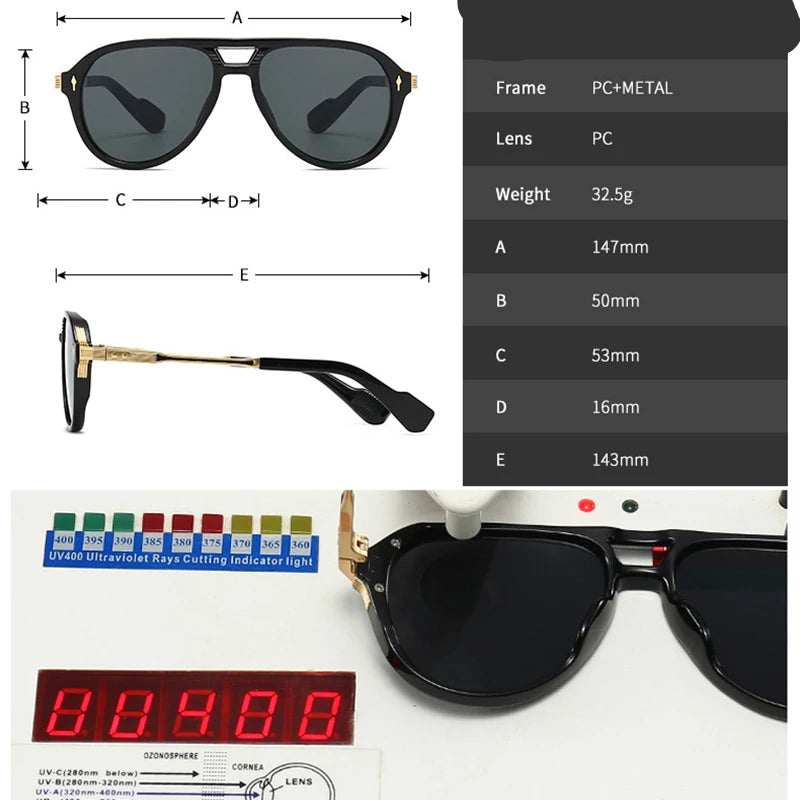 Retro Pilot Güneş Gözlüğü - UV400 Unisex 92010