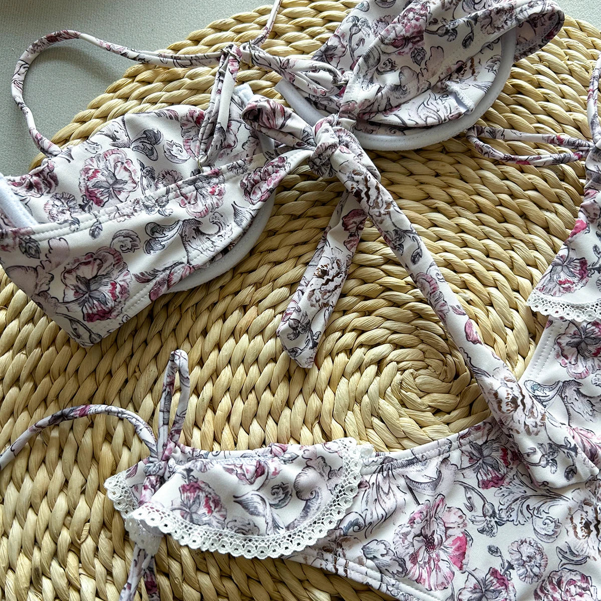 Kadın Bikini Destekli Push Up Çiçek Desenli 92448