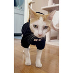 Siyah Kapüşonlu Kedi Sweatshirt Pamuklu Kışlık Kedi Kıyafeti 67961