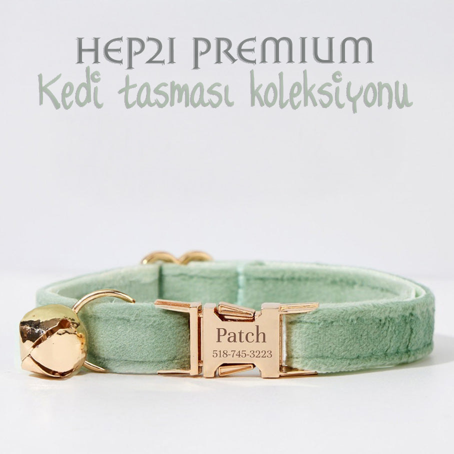 Kedi tasması Kadife İsimli Zilli Kedi Boyun Tasması 649724