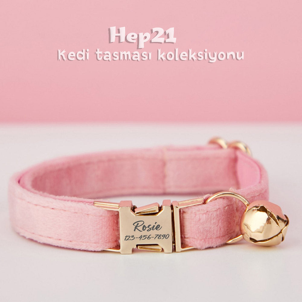 Kedi tasması Kadife İsimli Zilli 79118