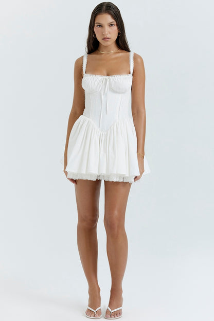 فستان نسائي قصير باللون الأبيض 00436