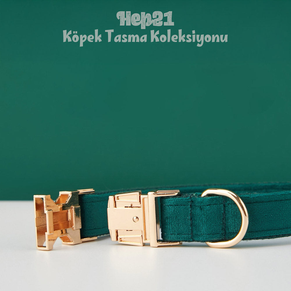 Köpek Boyun Tasması İsimli Christmas Yeşil Kadife 653511