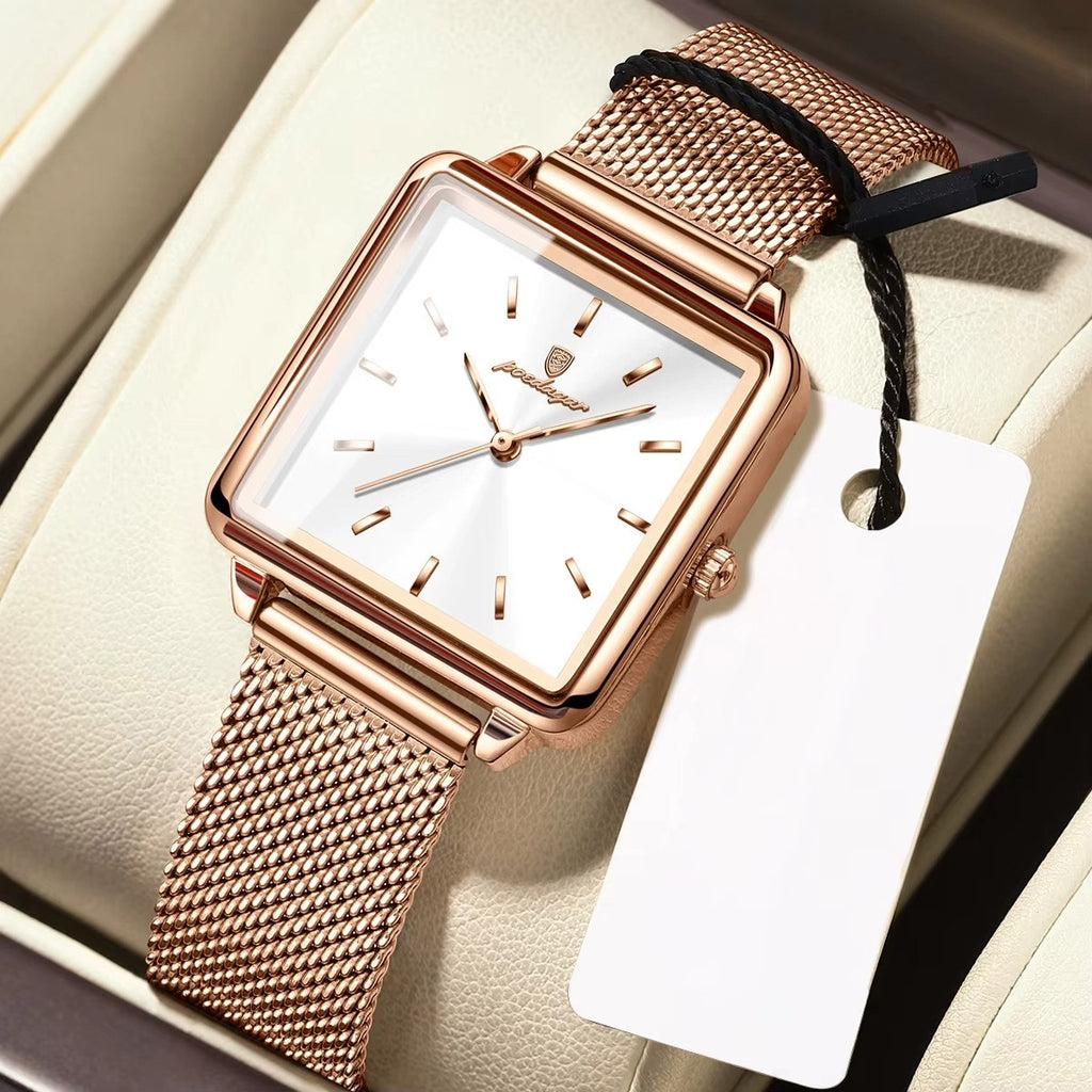 Kadın Saati Kare Kasa Hasır Kordonlu 25070