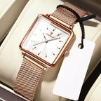 Kadın Saati Kare Kasa Hasır Kordonlu 25070