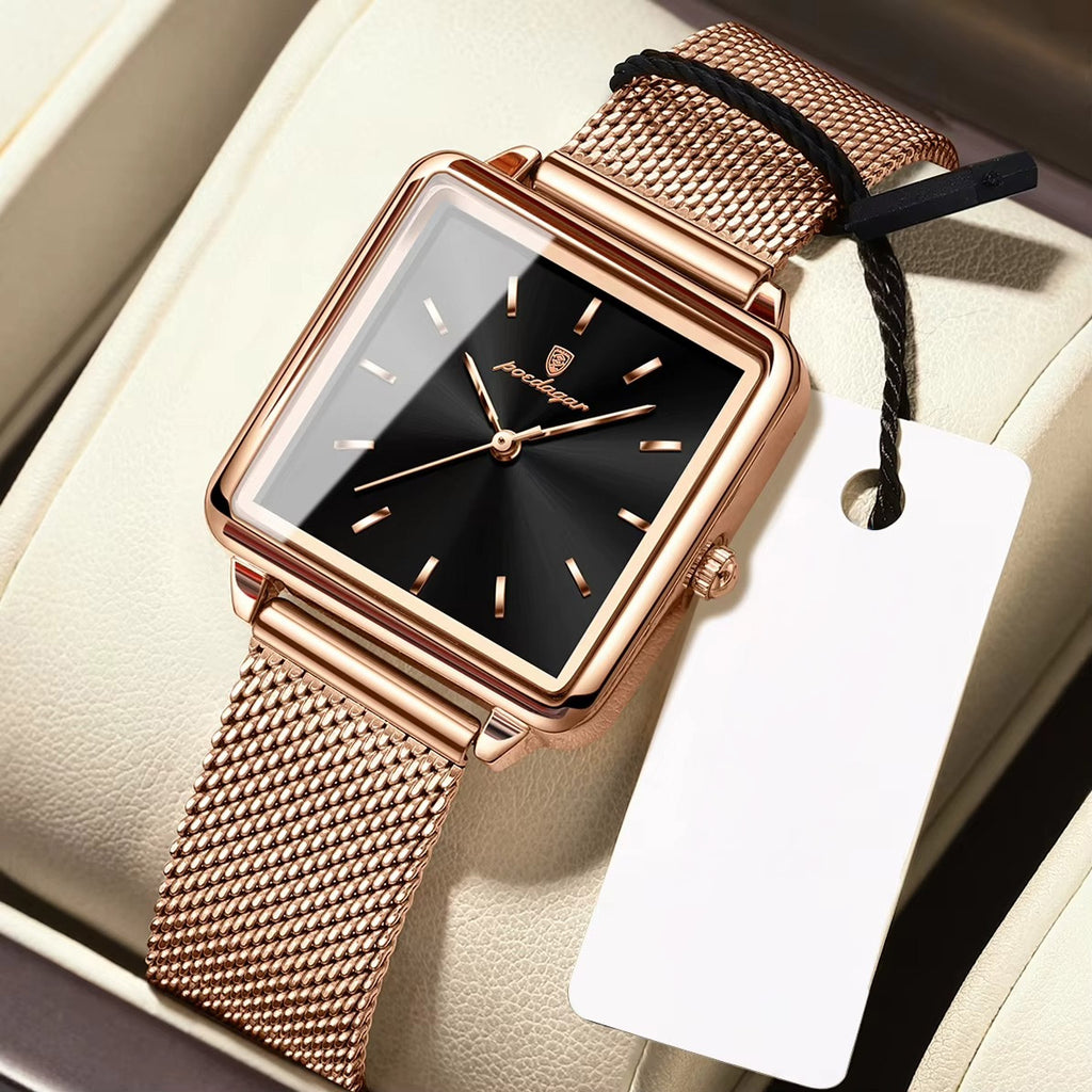 Kadın Saati Kare Kasa Hasır Kordonlu 25070