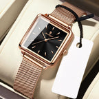 Kadın Saati Kare Kasa Hasır Kordonlu 25070