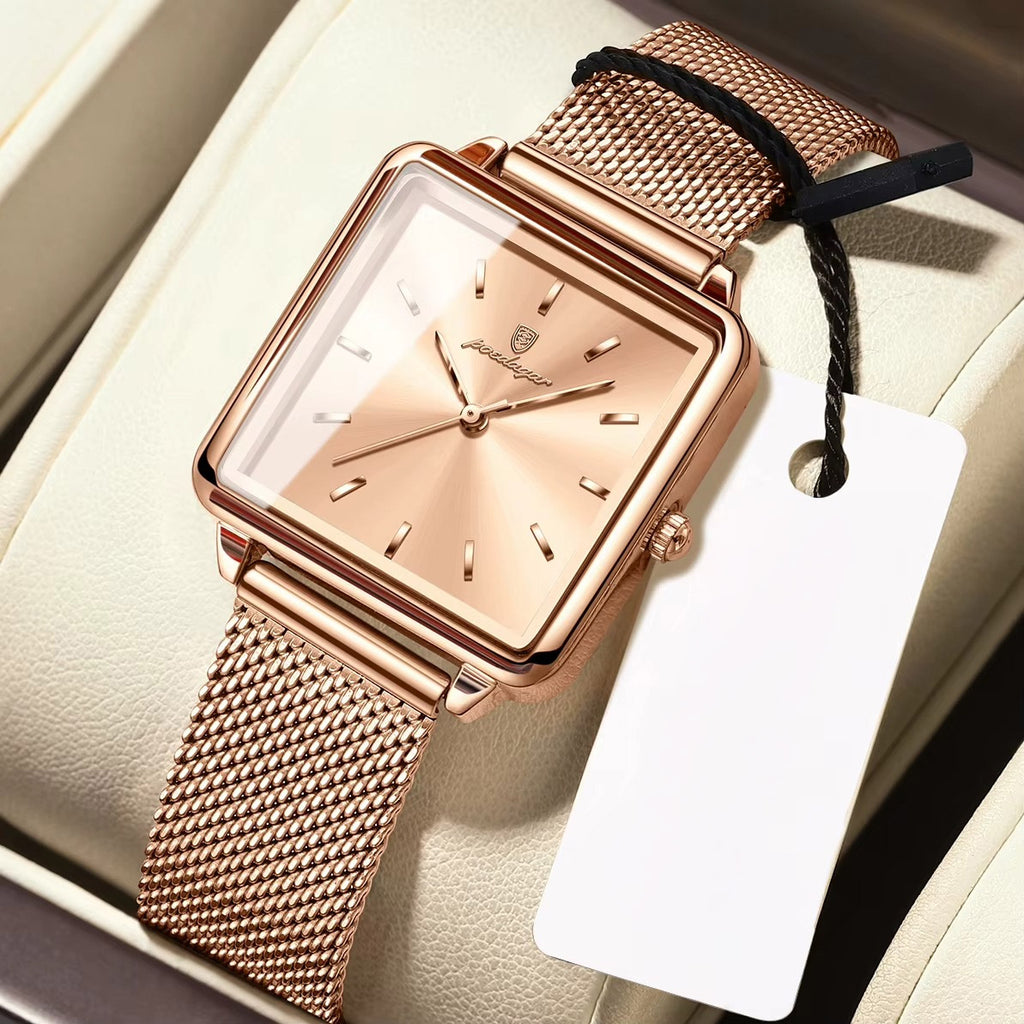 Kadın Saati Kare Kasa Hasır Kordonlu 25070