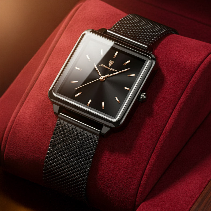 Kadın Saati Kare Kasa Hasır Kordonlu 25070